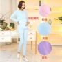 Cotton tháng phù hợp với mùa xuân và mùa thu sau sinh cho con bú quần áo mùa thu quần áo quần áo nhà out out suit phụ nữ mang thai đồ ngủ triều bộ sau sinh mùa hè