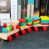 Montessori Preschool đồ chơi giáo dục cho trẻ em 1-2-3 tuổi bộ dạng hình học kết hợp của cột tàu xây dựng khối Đồ chơi bằng gỗ