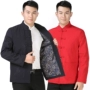 2018 mùa thu size lớn quần áo nam trung niên cha thêu Tang phù hợp với áo khoác dài tay Trung Quốc áo nam