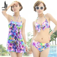 Ba vụ nổ kỳ lạ váy bikini ba mảnh áo tắm nữ cảm giác mảnh mai ngực nhỏ tập hợp tấm thép che bụng áo tắm - Bikinis áo tắm 1 mảnh