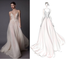 услуги аксессуары дизайн 婚纱设计手稿代画 原创婚纱礼服旗袍敬酒服设计稿 服装效果图插画