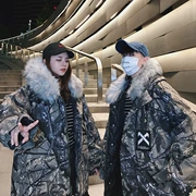 Mùa đông cặp đôi lông cổ áo một người đàn ông và một người phụ nữ Hàn Quốc bf lỏng bánh mì sinh viên dày áo bông ấm áp thủy triều