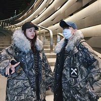 Mùa đông cặp đôi lông cổ áo một người đàn ông và một người phụ nữ Hàn Quốc bf lỏng bánh mì sinh viên dày áo bông ấm áp thủy triều áo gió nam