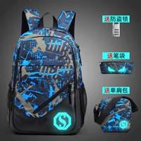 Синяя сумка на одно плечо, пенал, анти-кража