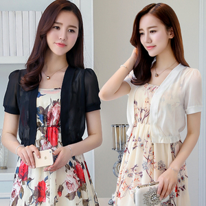 Voan nhỏ khăn choàng vest vai nữ mùa hè hoang dã cộng với phân bón XL Hàn Quốc phiên bản của bên ngoài cardigan áo ngắn mỏng shop thời trang nữ