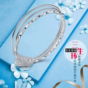 S990 bạc nguyên chất bạc sterling ba vòng đeo tay nữ đơn giản cạnh ba thế hệ vòng đeo tay hoang dã khép kín thiết kế hốc