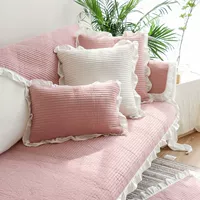 Розово-фиолетовый фиолетовый диван для принцессы, хлопковая универсальная нескользящая подушка на четыре сезона
