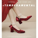 Красные свадебные туфли, белая обувь на высоком каблуке из жемчуга для невесты с бантиком