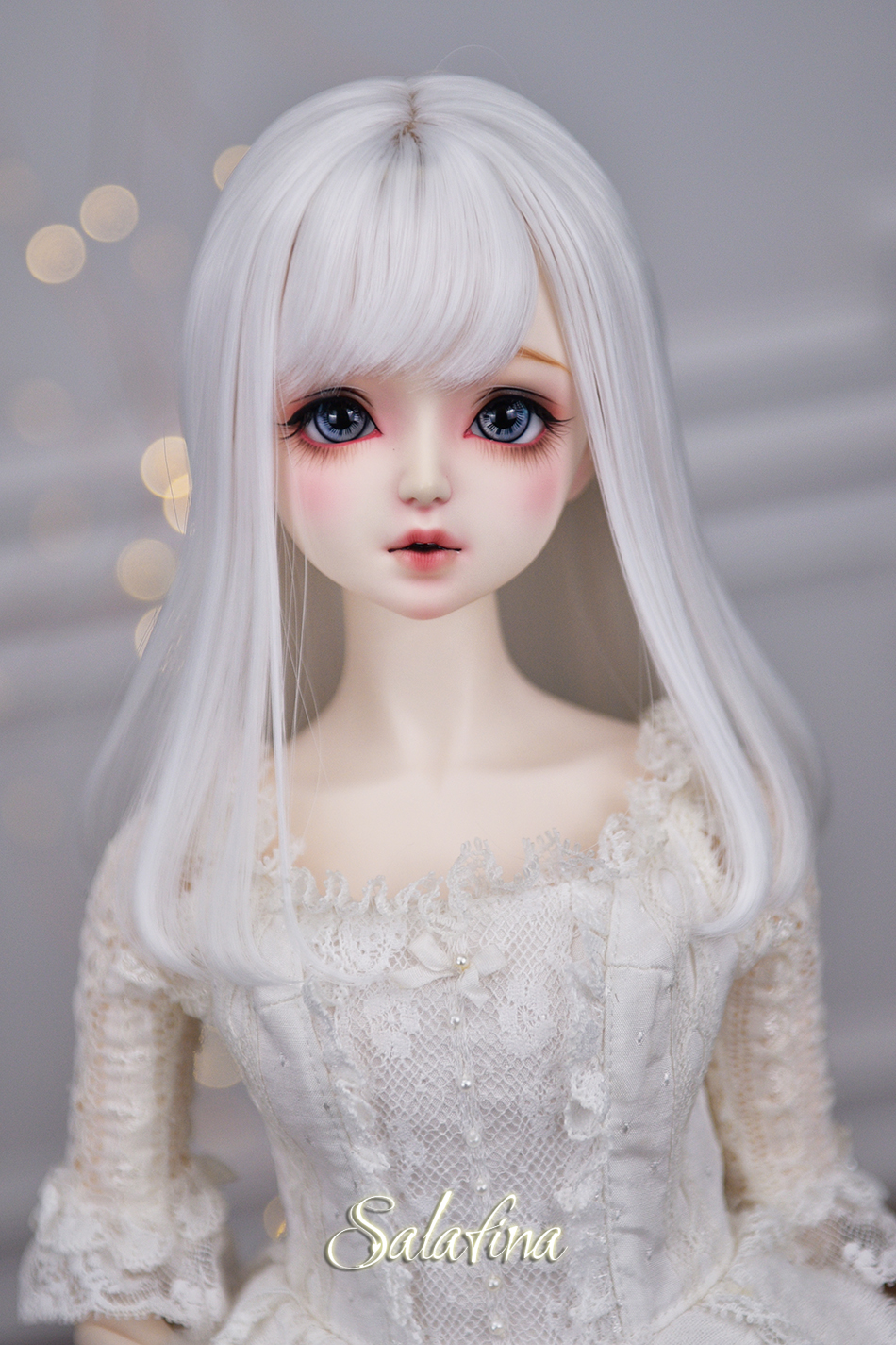 Pure White【 Three regiments Balance 】 sala bjd High temperature silk Hand made modelling Wigs make an appointment page * Bobo security * 346 branch