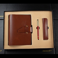 Кожаный ноутбук из натурального дерева, латунная ручка, подарочная коробка, ретро комплект ручной работы, простой и элегантный дизайн
