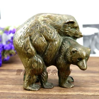 Hai con gấu stereo đồng nguyên chất, bộ sưu tập phương Tây cũ, hàng cũ, đồng cũ, châu Âu và Mỹ hàng ngoại tượng đồng trang trí phòng khách	
