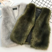 Toàn bộ da xanh cáo lông cỏ vest nhỏ giọt vest vest ngắn phần lông dày lông chồn áo khoác Hàn Quốc
