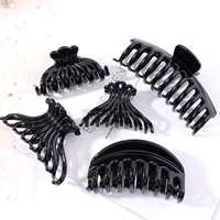 Черная большая заколка-крабик для взрослых, хвостик, заколка для волос, в корейском стиле, простой и элегантный дизайн, большой размер