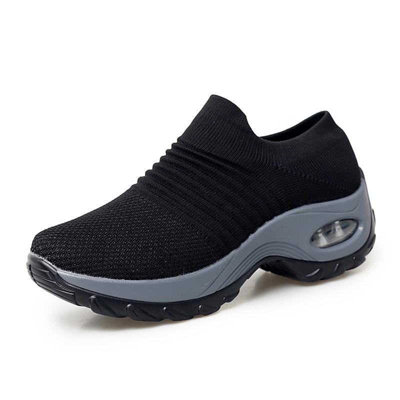 BlackSpring and summer light Socks elastic force Lazy shoes female air cushion increase Hiking shoes black leisure time work Cloth shoes Mom shoes