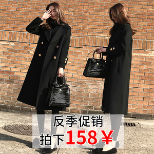 Chống mùa giải phóng mặt bằng 2018 mùa thu và mùa đông mới Hàn Quốc phiên bản của lỏng mỏng len áo khoác nữ dài màu đen len áo áo dạ ngắn hàn quốc