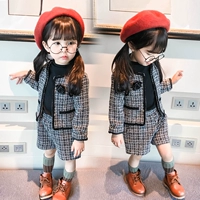 Bộ đồ cho bé gái mùa thu 2018 mới thiết lập thời trang trẻ em nước ngoài houndstooth hai mảnh set đồ 5 quần bé gái thủy triều 1-3 tuổi bexinhshop shop