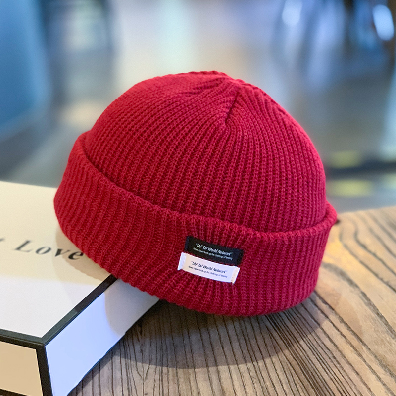 Burgundy/double row letter mark melon skin hat