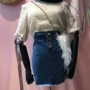 Giá đặc biệt! Hàn Quốc phiên bản của vòng eo cao retro là mỏng rửa denim ôm dây đeo túi hip váy váy ngắn dây đeo váy chân váy vintage