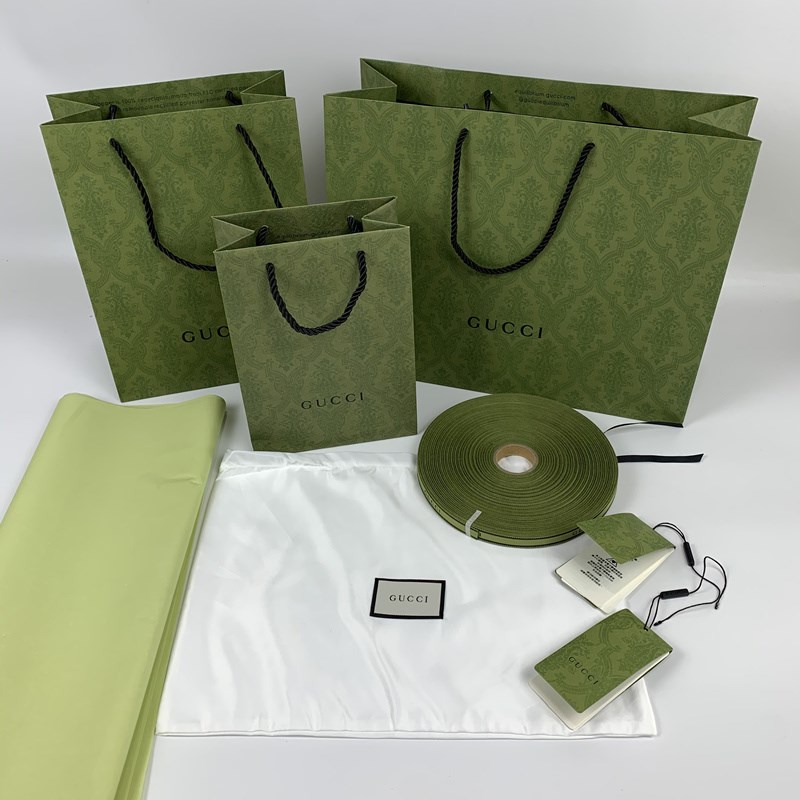Gucci Gucci Gucci new green paper bag packaging ribbon gift bag portable shopping bag dust bag