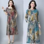 2018 mùa xuân và mùa hè Trung Quốc phong cách XL chất béo mm cotton và linen dress nữ retro in ấn linen lỏng váy dài mùa thu đầm sơ mi dài hàn quốc