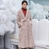 2018 Hained mới chắp vá lông nữ dài phần lông chồn chéo vành đai gọn gàng thời trang áo khoác nữ - Faux Fur áo gió lót lông cừu Faux Fur