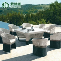 Giải trí ngoài trời wicker ghế bàn cà phê ba hoặc năm bộ kết hợp ngoài trời đồ nội thất mây Bắc Âu ngoài trời ban công bàn ghế mây - Bàn ghế ngoài trời / sân ghế để ban công