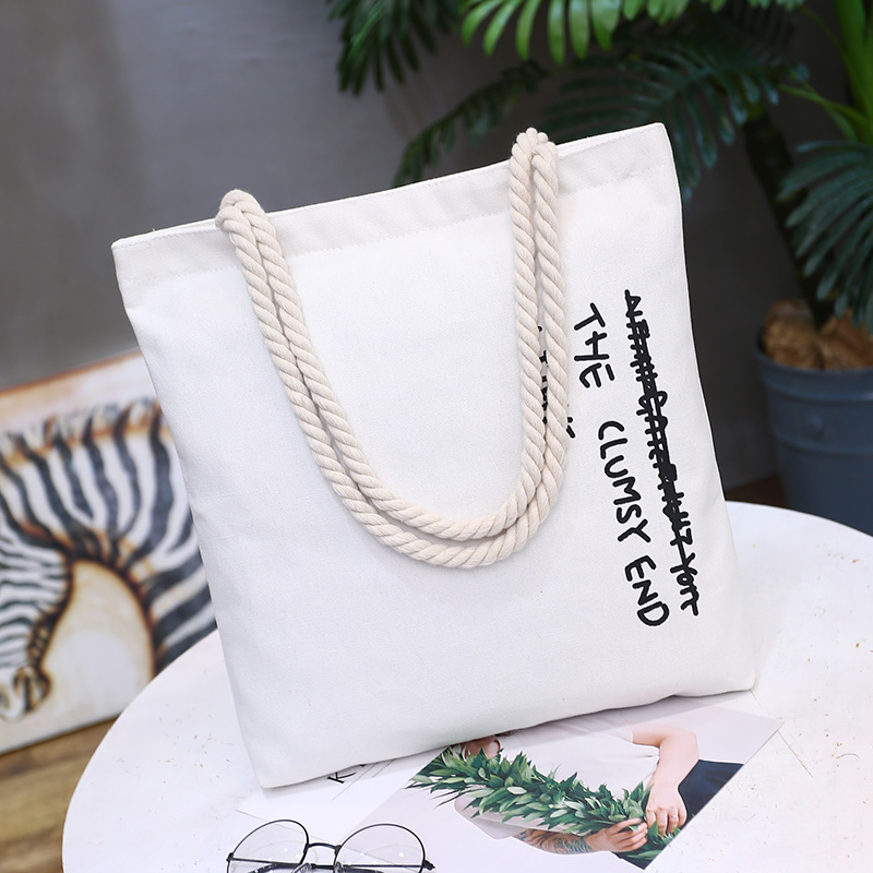 New White LettersKorean version Canvas bag female literature The single shoulder bag Simple and versatile handbag like a breath of fresh air student a bag leisure time Cloth bag