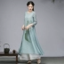 Mùa xuân và mùa hè phong cách Trung Quốc của phụ nữ cải tiến Váy Hanfu của Trung Quốc Váy trà Zen của phụ nữ Váy sườn xám voan cổ điển của phụ nữ - Váy dài Váy dài