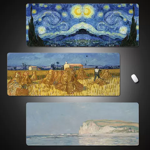 Van Gogh Art Illustration Waterproof Large Trendy Fashionable Mousepad, Desk Mat (5mm, 900x400mm)