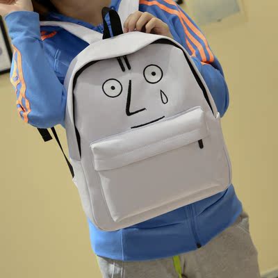 可爱萌表情校园书包女中学生帆布双肩包韩版潮糖果色小清新背包