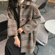 Mùa đông phiên bản Hàn Quốc của áo len dài kẻ sọc dày áo len dày retro kiểu áo len ấm áp nữ sinh viên