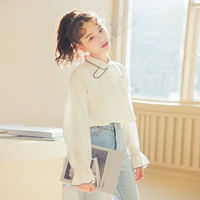 2018 đầu mùa thu mới cao đẳng gió dài tay áo sơ mi nữ Hàn Quốc phiên bản của nhỏ tươi vành đai khăn cổ áo hoang dã tính khí áo sơ mi áo sơ mi trắng nữ hàng hiệu
