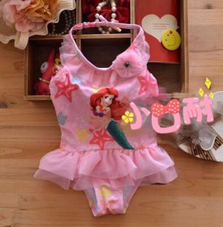 Pink Mermaid With Random HatOut K children Swimsuit Sweet Conjoined body hot spring Swimming suit girl The Little Princess baby Frozen Swimming suit