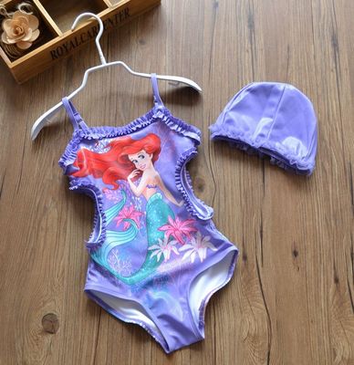 Purple Princess Ellie With HatOut K children Swimsuit Sweet Conjoined body hot spring Swimming suit girl The Little Princess baby Frozen Swimming suit