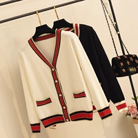 Шерстяной трикотажный кардиган из жемчуга, свитер, осенняя куртка, в стиле Шанель, V-образный вырез, коллекция 2021, большой размер, популярно в интернете