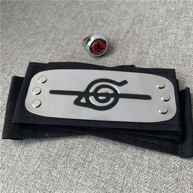 Ring + Forehead ProtectionNaruto Ring Yu Zhibo Weasel Ring Treason and forbearance Forehead protection Headband comic prop Adjustable Ring alloy