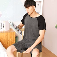 Phương thức đồ ngủ nam mỏng phần màu ngắn tay quần short dịch vụ nhà quần pajama băng lụa quần kích thước lớn lụa mùa hè quần áo ngủ cho nam giới