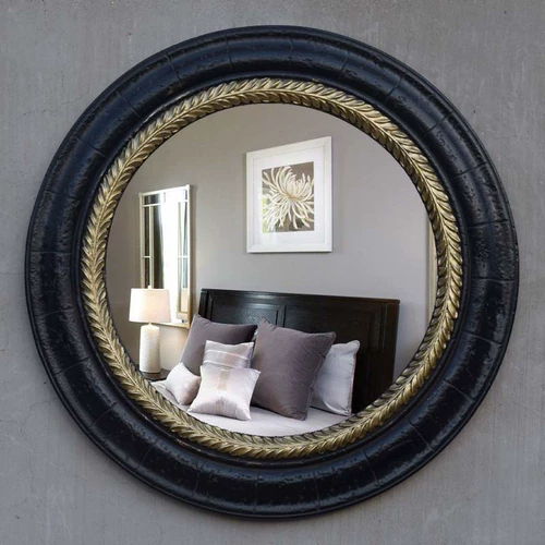 Сельский круглый черный туалетный столик, зеркало, в американском стиле