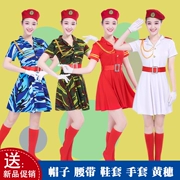 Người lớn biểu diễn múa quần áo thủy thủ quân đội trống đồng phục ngụy trang quần áo của phụ nữ vuông khiêu vũ nữ quân nhân quần áo biểu diễn sân khấu