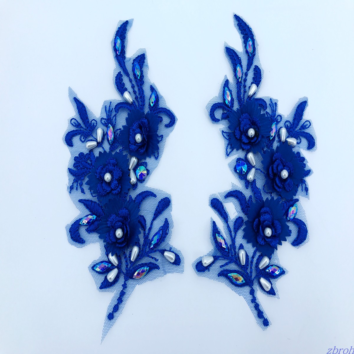BluePolychromatic manual Nail bead rhinestone Lace flower accessories Accessories Lace lace Flower paste Wedding dress clothing Decals