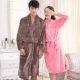 Pyjama đồ ngủ cặp vợ chồng dày flannel san hô lông cừu mùa thu và mùa đông áo choàng dài tay áo choàng tắm nam và nữ dịch vụ nhà - Night Robe