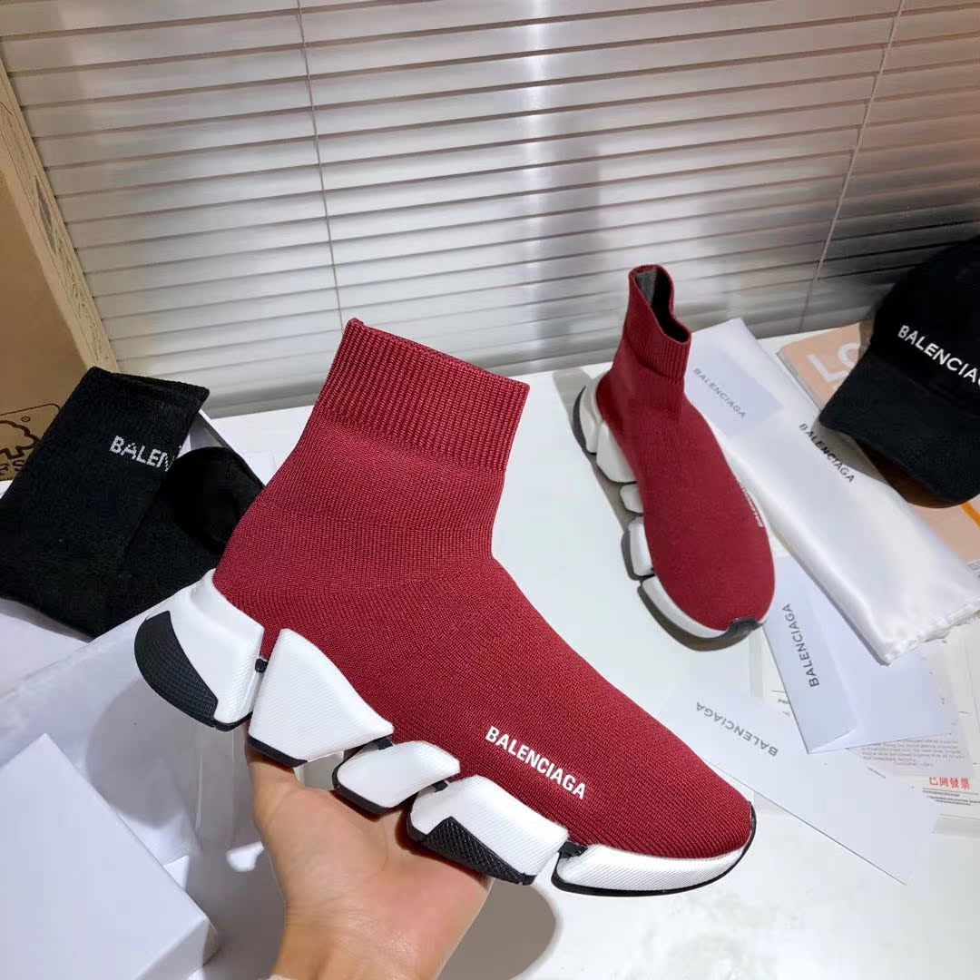Wine Red On Black And White Backgroundins elastic force Socks and shoes female Paris 2021 spring Korean version Star of the same style leisure time motion men and women Couple shoes