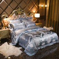 Bộ đồ giường phủ giường kiểu satin satin bộ bốn bông cotton Châu Âu giường đôi trần truồng ngủ - Bộ đồ giường bốn mảnh chăn ga gối đệm