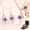 999 foot silver necklace+earrings (purple) 01