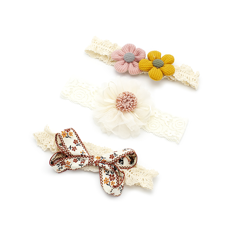 Double Flower Series (3 Pack)3 strip Gift set  Korean version Baby girl lovely princess an crown Hair band children Hair accessories newborn baby hair hoop