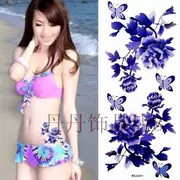 Nữ hình xăm không thấm nước sticker màu tím hoa mẫu đơn sơn cơ thể hình xăm Hàn Quốc đầy đủ gửi