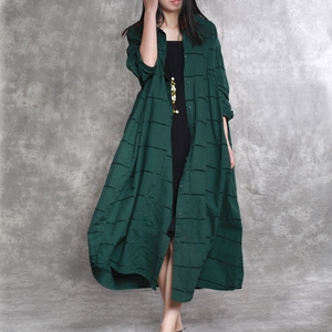 Bão 2018 mùa xuân và mùa thu mới áo gió cotton và linen nghệ thuật tính khí dài cardigan đổ xô dài tay đu lớn linen coat