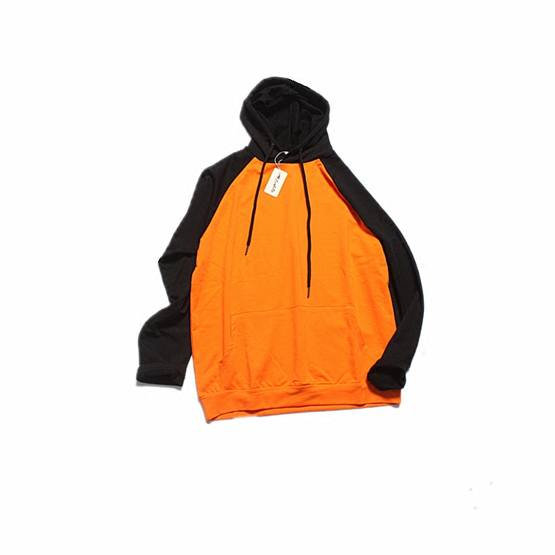 Orange hoodie khâu đơn giản làm trắng của phụ nữ trùm đầu lỏng dài tay áo bông áo len