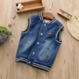Cotton căng trẻ em của denim dệt kim vest 2018 mùa xuân và mùa thu Hàn Quốc phiên bản của cậu bé lớn boy vest mỏng vest shop quần áo trẻ em