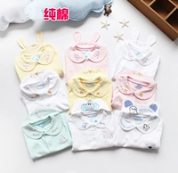 Mùa xuân và mùa thu Baby Cotton đáy áo Cotton Baby dài tay áo búp bê Cô gái hoạt hình thêu áo ve áo sơ mi trắng cho bé trai